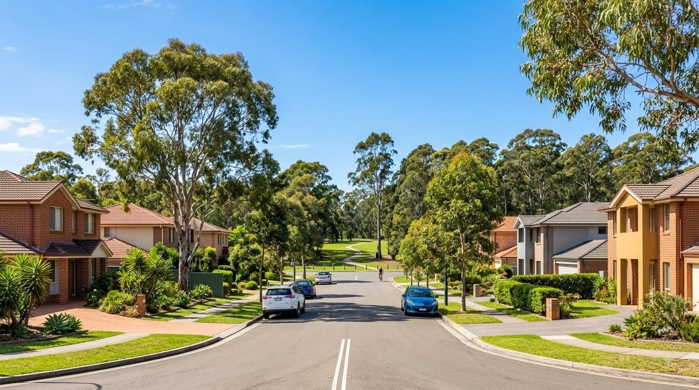 Suburban homes backing onto parkland in Casula, South West Sydney