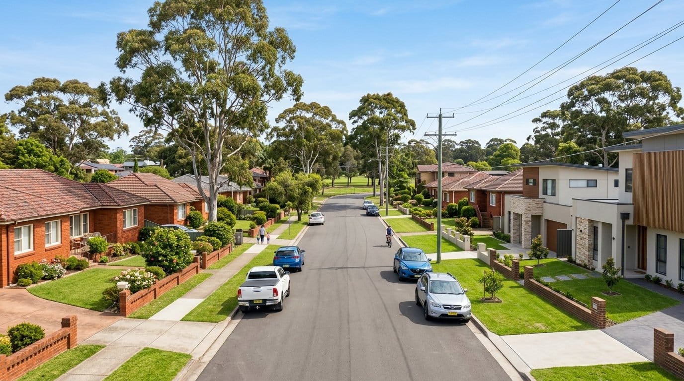 Residential street in Glenfield, Sydney