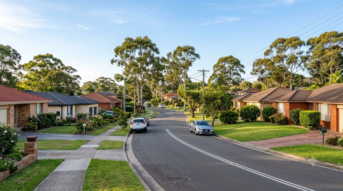 Suburban brick homes on a street in Greystanes, Western Sydney