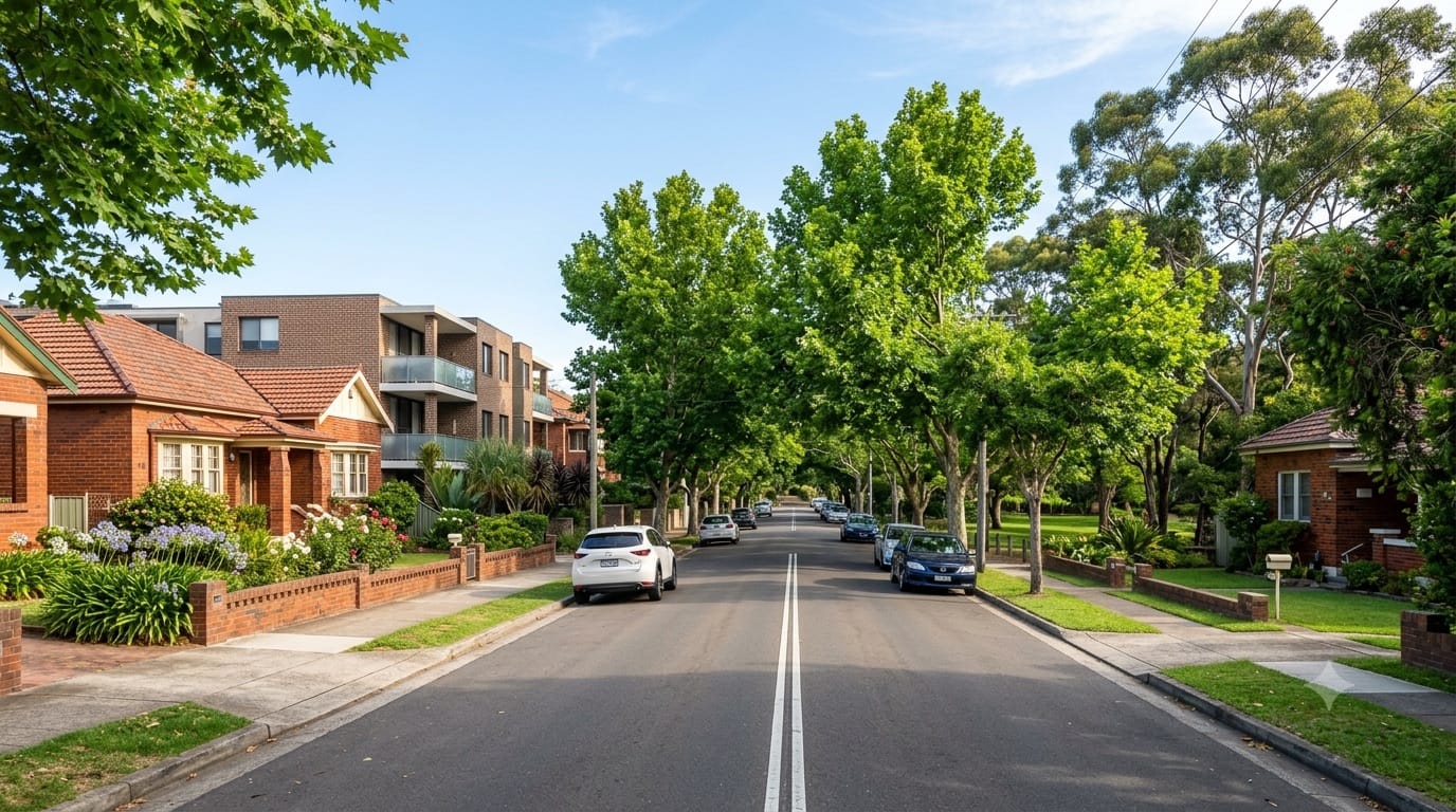 Leafy residential street in Homebush, Sydney Inner West