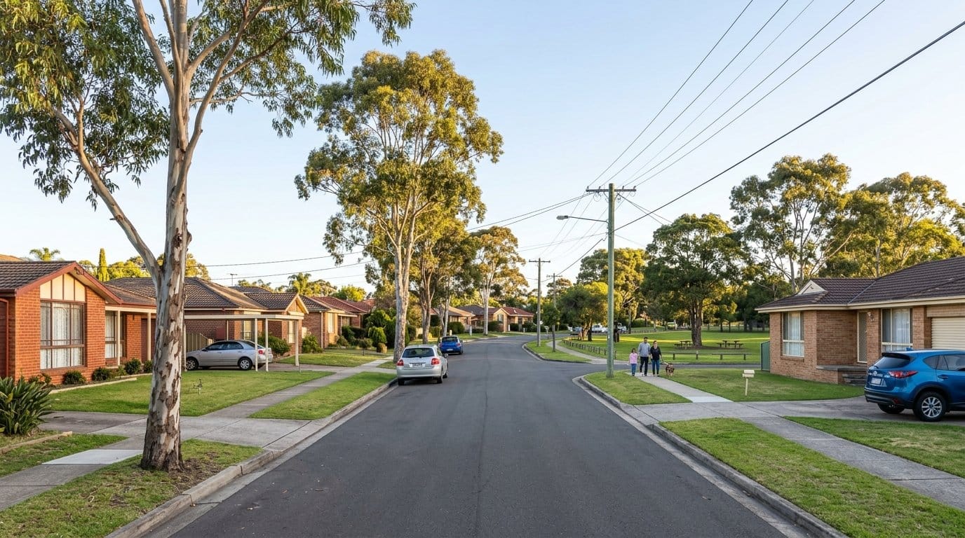 Residential street in Hoxton Park, Sydney