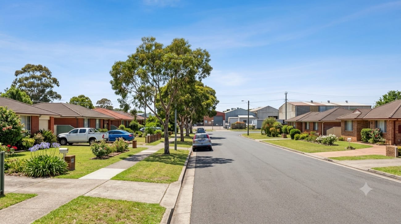 Suburban homes on a quiet street in Ingleburn, Macarthur region, Sydney