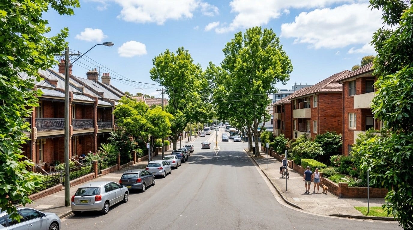 Leafy residential street in Kensington, Sydney Eastern Suburbs