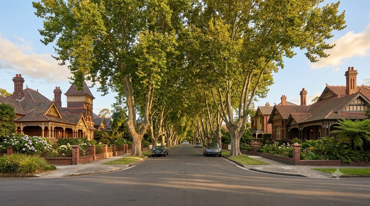 Tree-lined residential street in Strathfield, Sydney Inner West