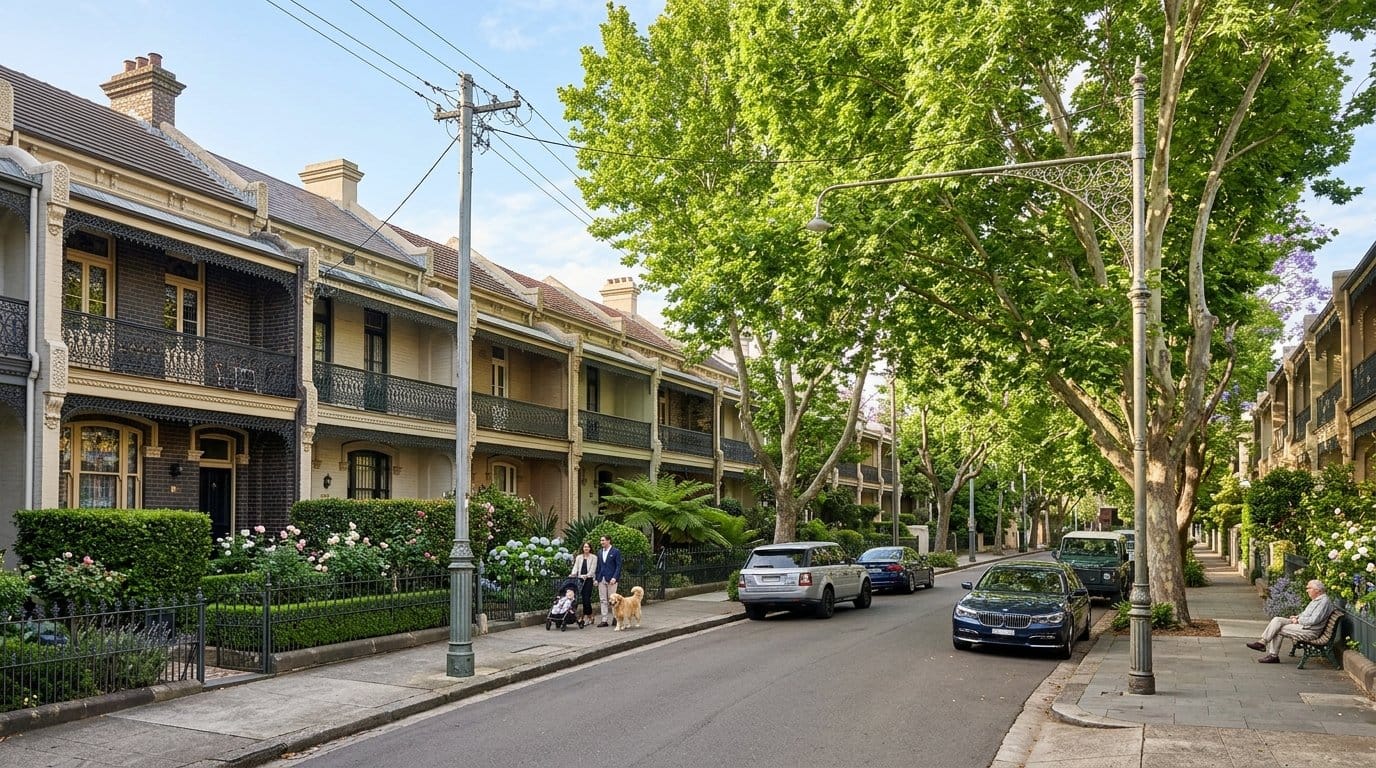 Residential street in Woollahra, Sydney